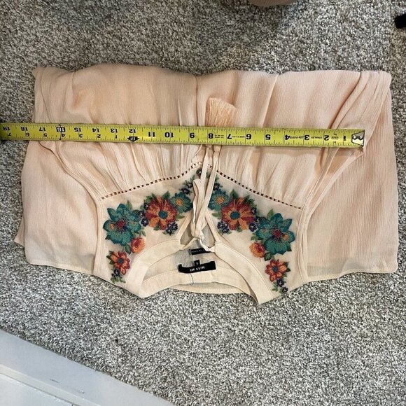 MISS ME women's pink embroidered floral tank top S lined tassels cottagecore - Picture 10 of 10